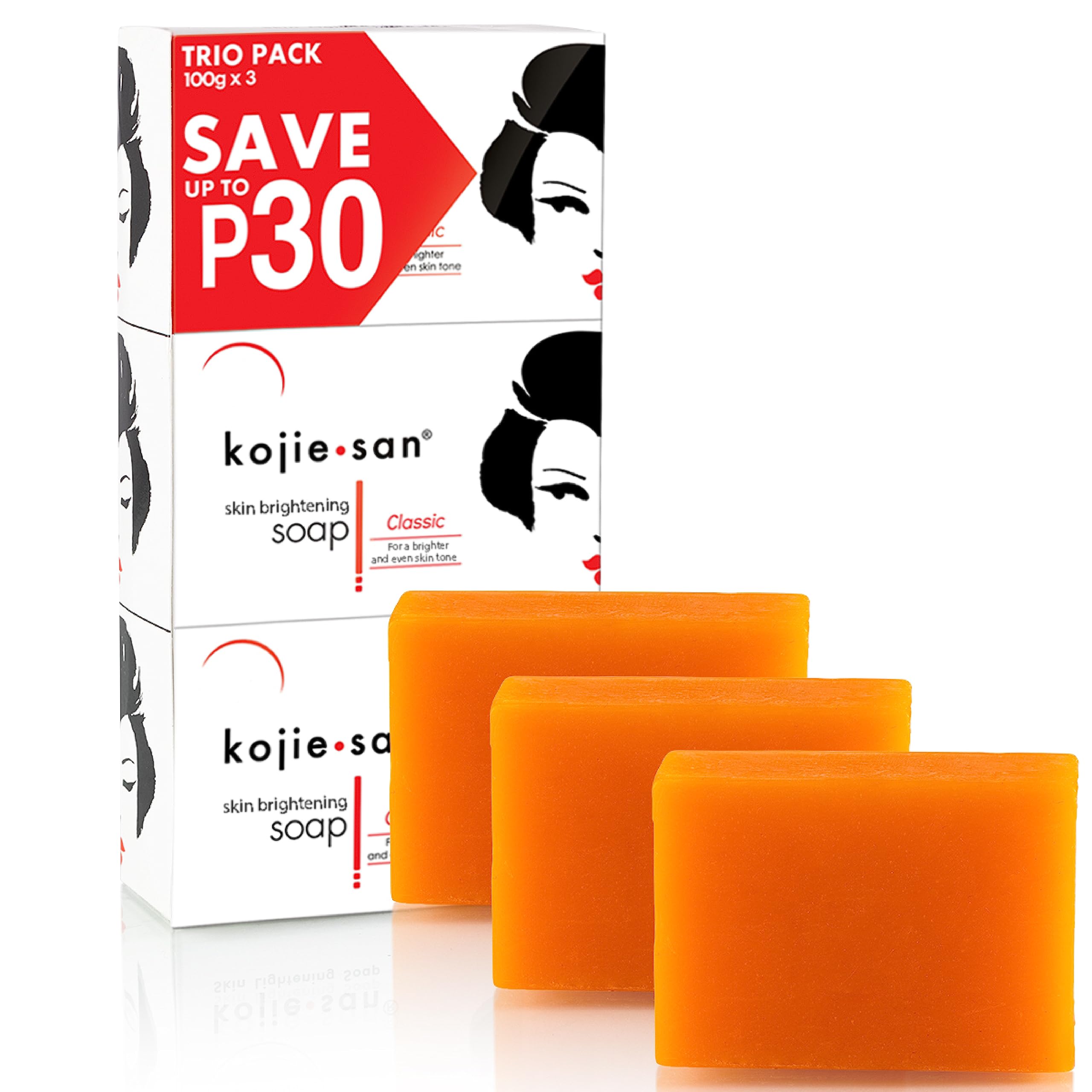 Kojie San Triple Pack Skin Lightening Soaps 3 x 100g für reife Frauen bei Tages- und Nachtischpflege mit Hydroxycellulos